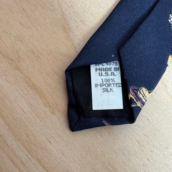 Webley 100% Silk Blue Christmas Tree Santa Novelty Print Mens Tie - Picture 6 of 6